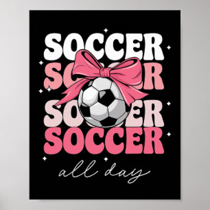 Poster Groovy Soccer Coquette Bow Filles Femmes Soccer To