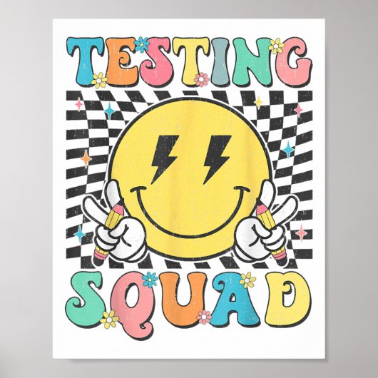 Poster Groovy Test Day Testing Squad Motivation Teacher S (Devant)