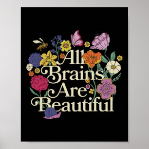 Poster Groovy Tous les cerveaux sont beaux Floral Sensibi