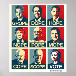 Poster Grope Dope Hope Nope Pope Cope Portée Du Vote