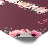 Poster Gros 1er anniversaire fille photo Collage Fleur ro (Coin)