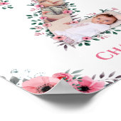 Poster Gros 2e anniversaire fille photo Collage Fleur ros (Coin)
