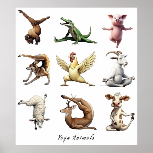 Poster Gros animaux de yoga Imprimer (Devant)