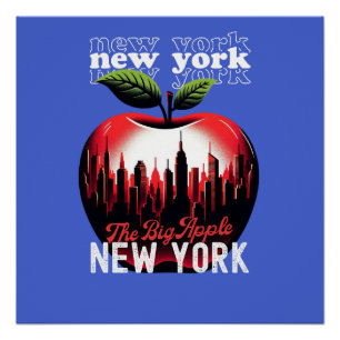 Poster Gros Apple New York City Retro Graphic