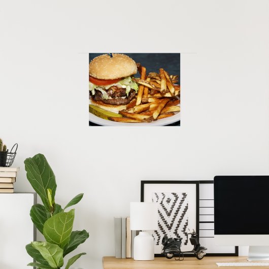 Poster Gros Burger à moitié livre et Cola (Bureau à domicile)