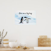 Poster Gros câlin Penguin sur la glace photo avec texte (Cuisine)