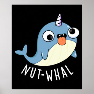 Poster Gros-cétacés Drôle Jeu Narwhal BG foncé