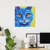 Poster Gros chat bleu. (Bureau à domicile)