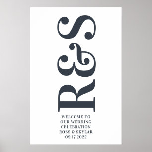 Poster Gros Monogramme Moderne Simple