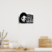 Poster Gros oeil Goth girl Maison hantée Art original (Cuisine)