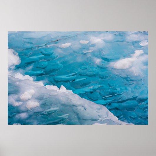 Poster Gros plan de la glace bleue (Devant)