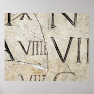 Poster Gros plan de lettres romaines anciennes sur marbre