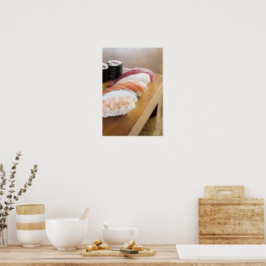 Poster Gros plan de sushis sur une table (Cuisine)