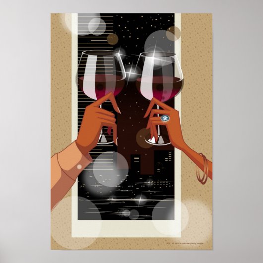 Poster Gros plan d'un couple de toasts à vin (Devant)