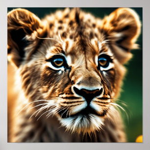 Poster Gros plan d'un lionceau