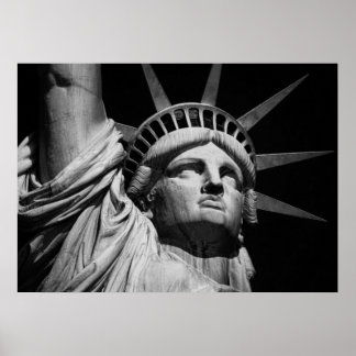 Poster Gros plan Statue noire et blanche de la Liberté Ne