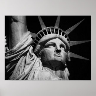 Poster Gros plan Statue noire et blanche de la Liberté Ne