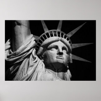 Poster Gros plan Statue noire et blanche de la Liberté Ne