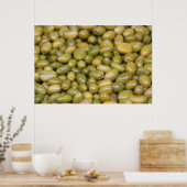 Poster Gros plan sur des olives vertes (Cuisine)