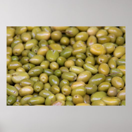 Poster Gros plan sur des olives vertes (Devant)