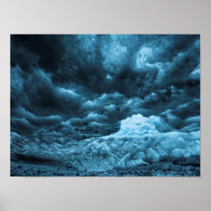 Poster Gros plan sur la glace bleue, Islande