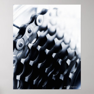Poster Gros plan sur les engrenages de bicyclette