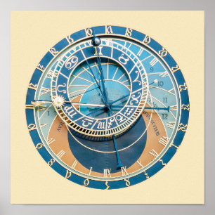 Poster Gros plan sur l'horloge astronomique de Prague, R.