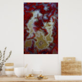 Poster Gros plan sur une dalle d'agate mousse rouge (Cuisine)