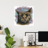 Poster Gros plan Tabby Cat Réaliste (Bureau à domicile)