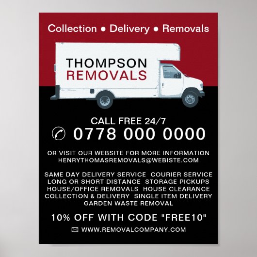 Poster Grosse fourgonnette de déménagement, entreprise de (Devant)