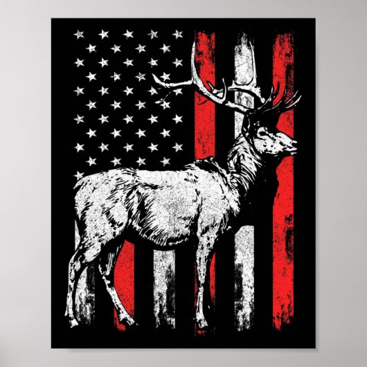 Poster Grosse Mule Deer Hunter Flag Chemises américaines (Devant)