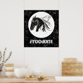 Poster Grosse tête de cheval blanc noir (Cuisine)