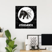 Poster Grosse tête de cheval blanc noir (Bureau à domicile)