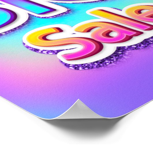 Poster Grosse Vente Script Fin De Saison Holographe Rose (Coin)