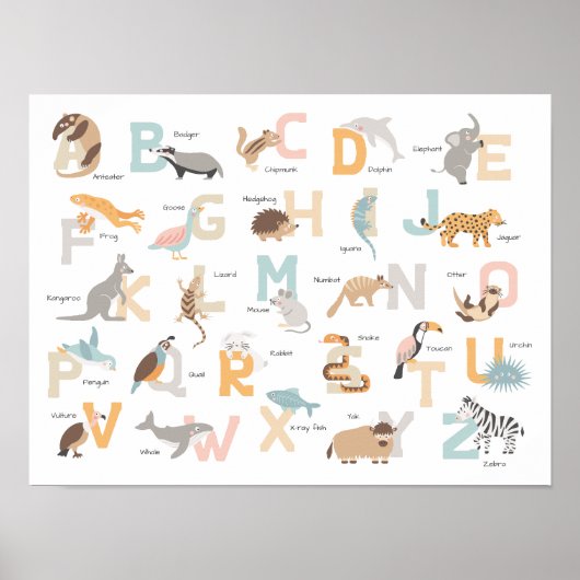 Poster Grosses lettres alphabet animal enfants (Devant)