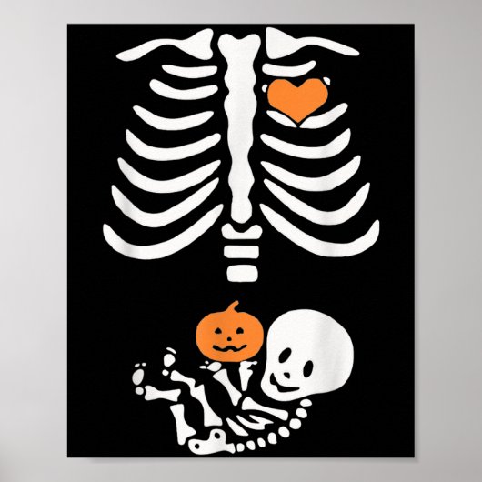 Poster Grossesse de squelette de maternité d'Halloween Bé (Devant)