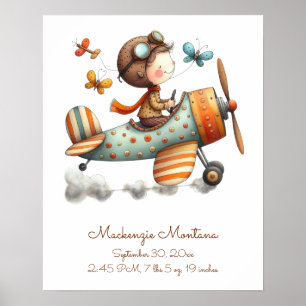 Poster Grossiste Whimsical Art Avion de vol pour enfants