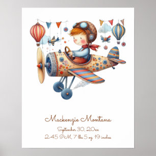 Poster Grossiste Whimsical Art Child and Plane Personnali