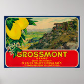 Poster Grossmont Lemon LabelEl Cajon, CA (Devant)