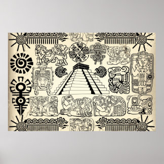 Poster grote Mayan Symbols