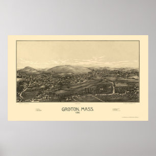 Poster Groton, MA Carte panoramique - 1886