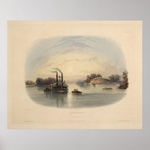 Poster Grotte dans la roche, vue sur l'Ohio, Karl Bodmer