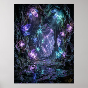 Poster Grotte de cristal lumineuse Fantastique Art
