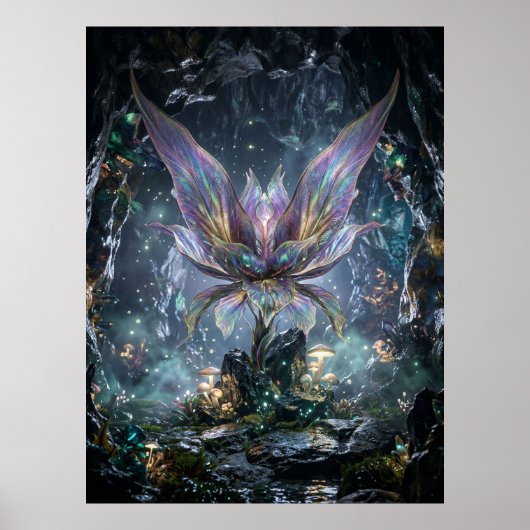 Poster Grotte de Fleur de Cristal Iridescent (Devant)