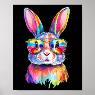 Poster Grotte drôle Rabbit de Pâques Sungles Tie Dye Homm