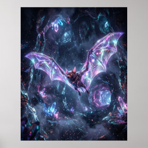 Poster Grotte Néon Chauve-Souris Hologramme