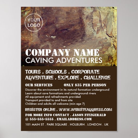 Poster Grotte, spéléologie Aventure Publicité (Devant)