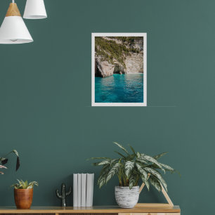 Poster Grottes de Paxos Grèce Œuvre d'art mural côtier