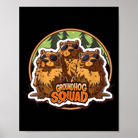 Poster Groundhog Day Squad Funny Spring February Punxsuta (Devant)