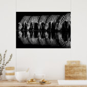 Poster Group of Plains Zebra Drink Together at Night (Cuisine)